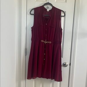 Chic Sleeveless Burgundy Dress